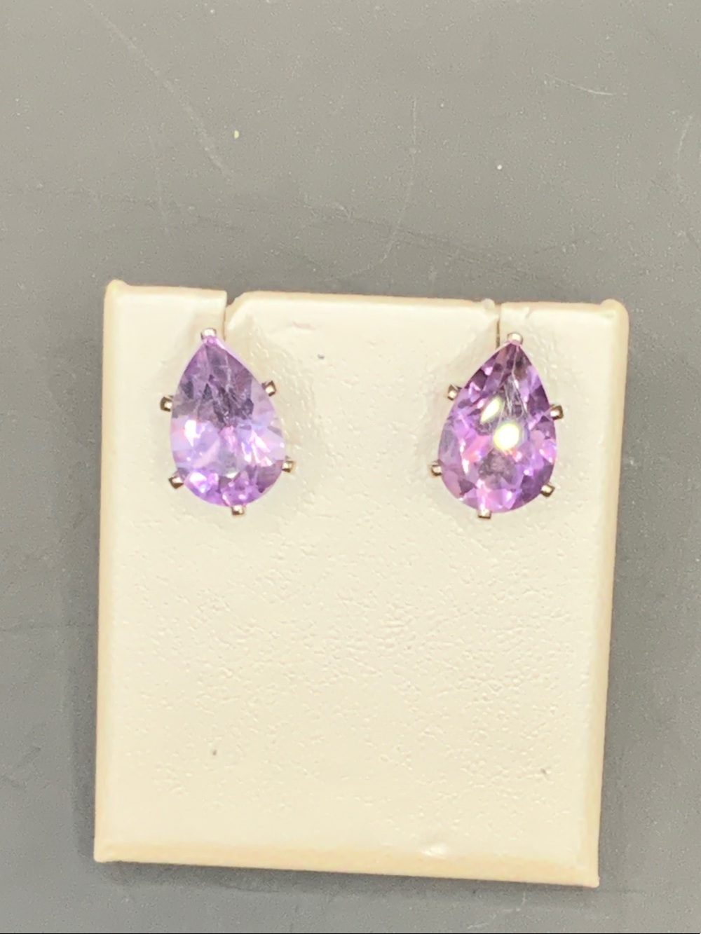 Pear Shaped Purple Gem Stud Earrings - Women Jewelry